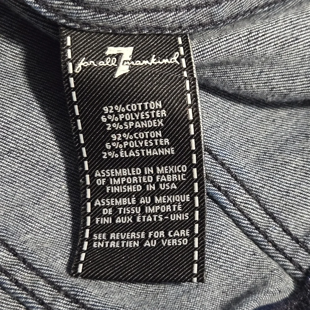 7 For All Mankind Womens Dark Wash Western Rodeo Trucker Denim Jean Dress Large - Picture 11 of 15